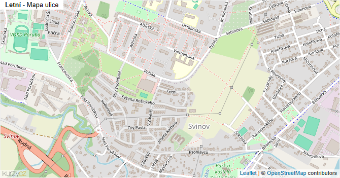 Letní - mapa ulice