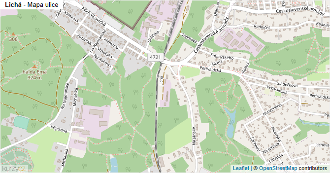 Lichá - mapa ulice