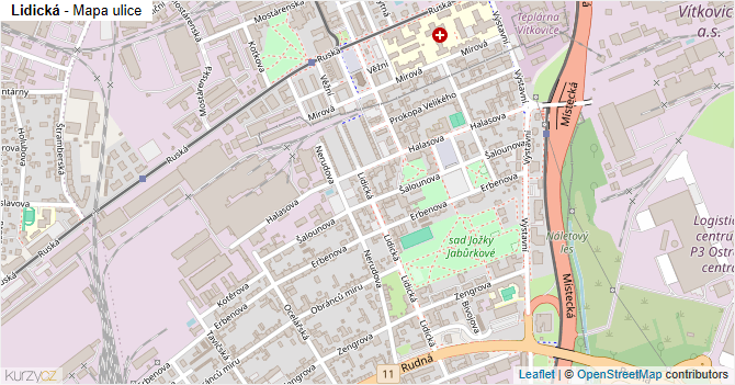 Lidická - mapa ulice