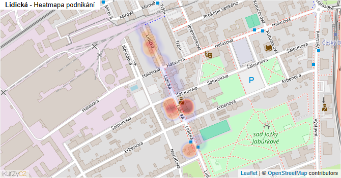 Lidická - mapa podnikání