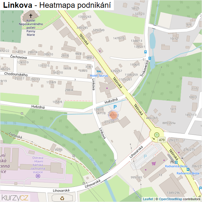 Mapa Linkova - Firmy v ulici.