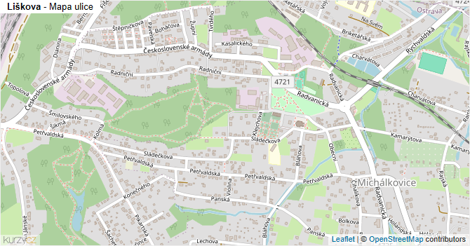 Liškova - mapa ulice