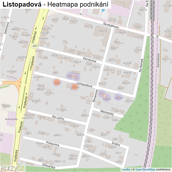 Mapa Listopadová - Firmy v ulici.