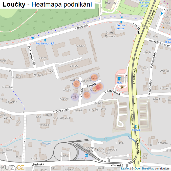 Mapa Loučky - Firmy v ulici.