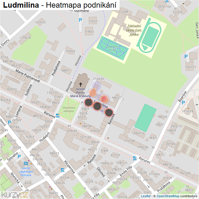 Mapa Ludmilina - Firmy v ulici.