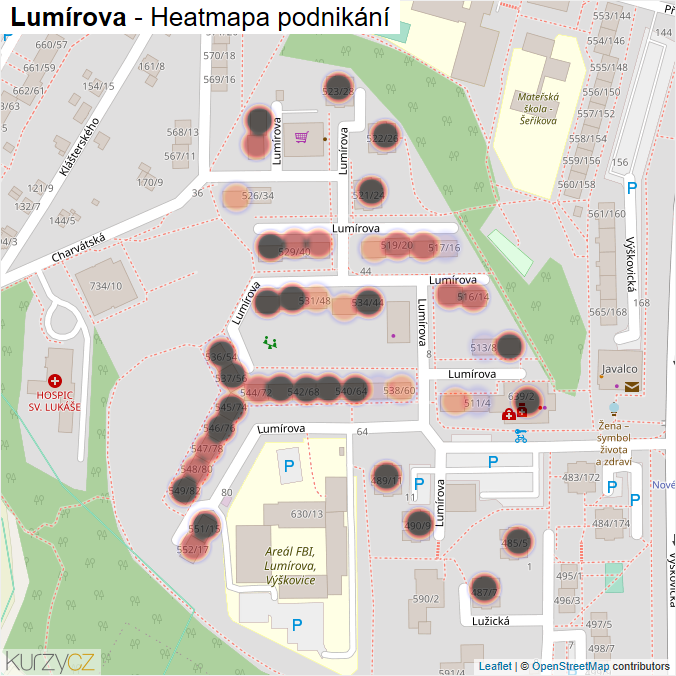 Mapa Lumírova - Firmy v ulici.