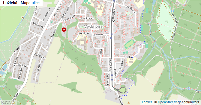 Lužická - mapa ulice