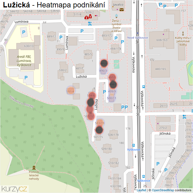 Mapa Lužická - Firmy v ulici.