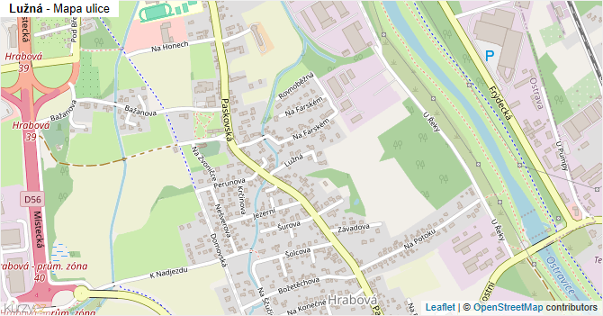 Lužná - mapa ulice
