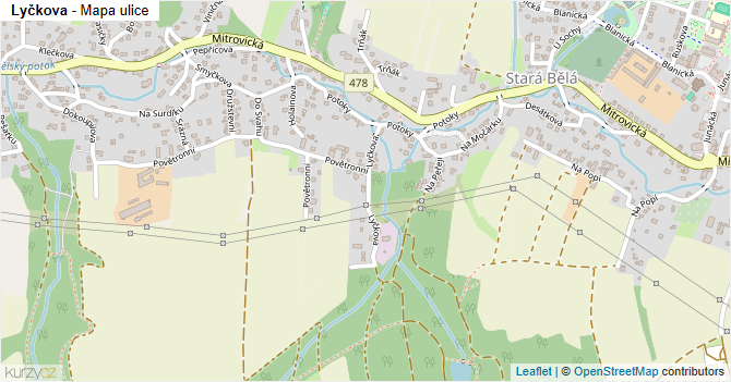 Lyčkova - mapa ulice