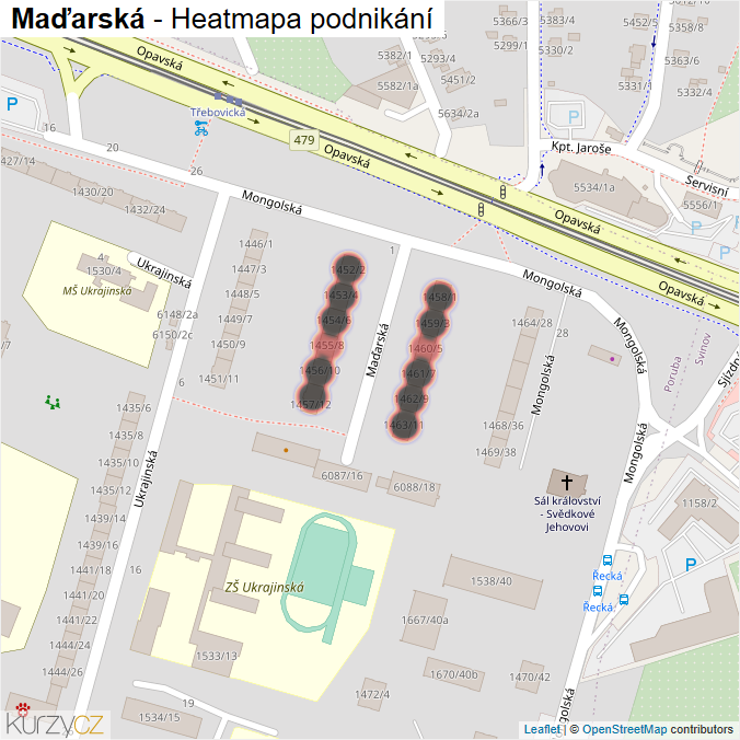 Mapa Maďarská - Firmy v ulici.
