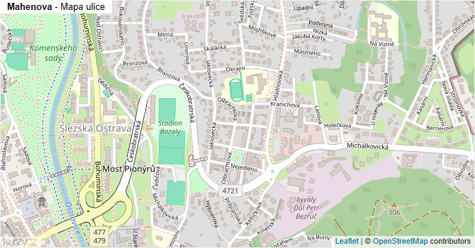 Mahenova - mapa ulice