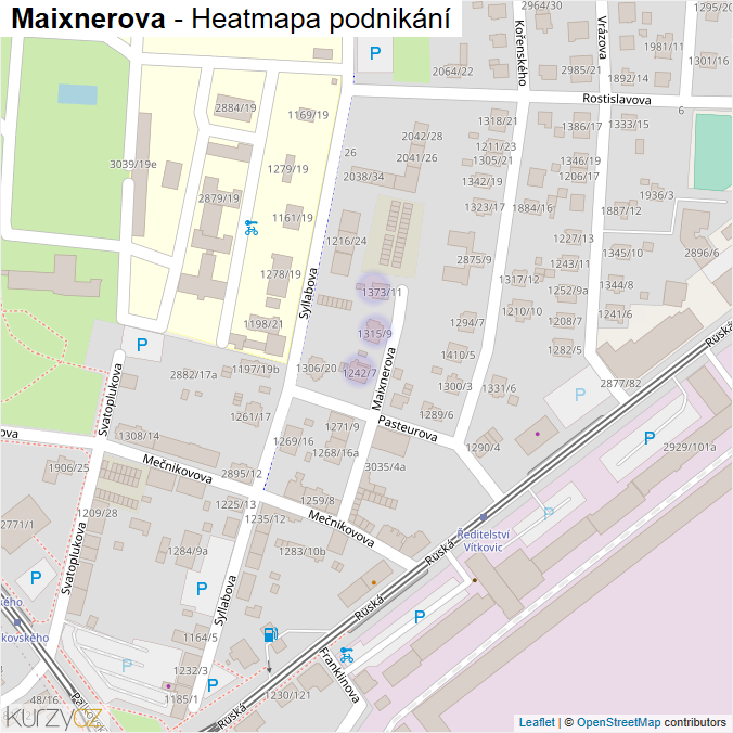 Mapa Maixnerova - Firmy v ulici.