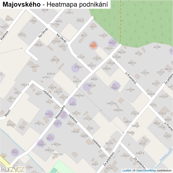 Mapa Majovského - Firmy v ulici.