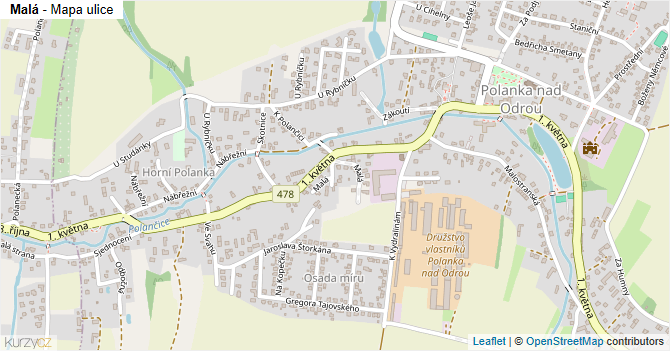 Malá - mapa ulice