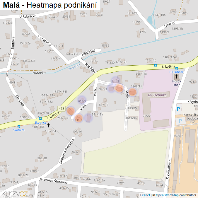 Mapa Malá - Firmy v ulici.