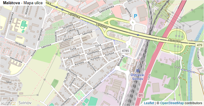 Malátova - mapa ulice