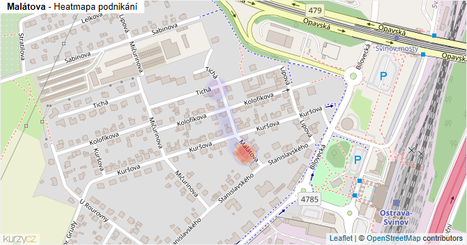 Malátova - mapa podnikání