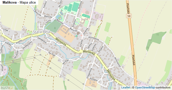 Malíkova - mapa ulice