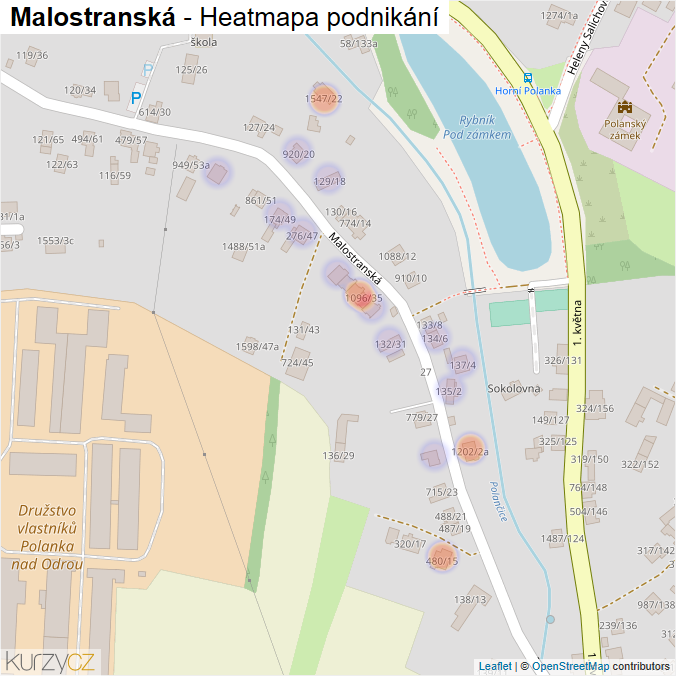 Mapa Malostranská - Firmy v ulici.