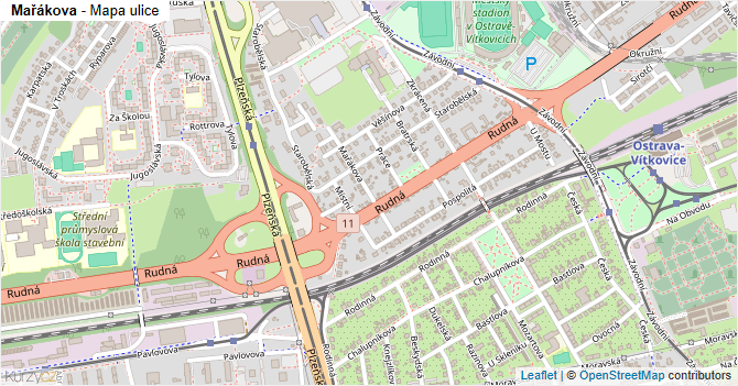 Mařákova - mapa ulice
