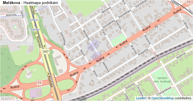 Mařákova - mapa podnikání