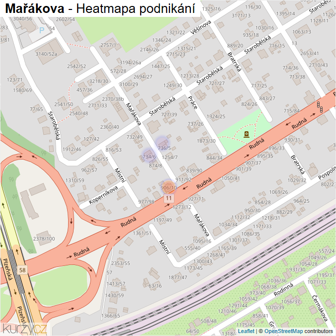 Mapa Mařákova - Firmy v ulici.