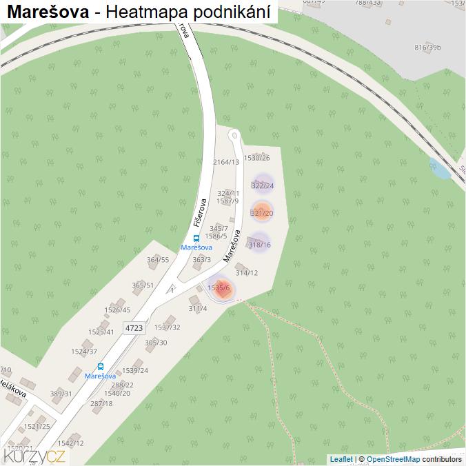 Mapa Marešova - Firmy v ulici.