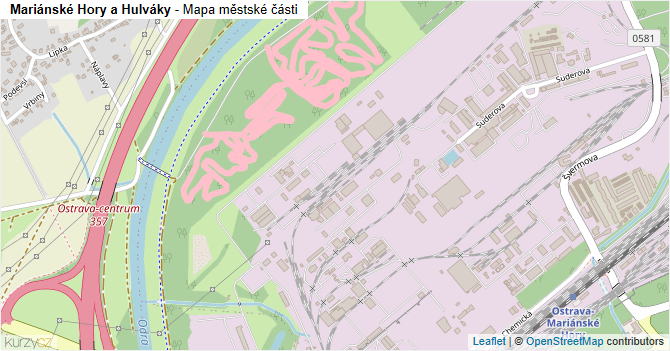Mariánské Hory a Hulváky - mapa městské části