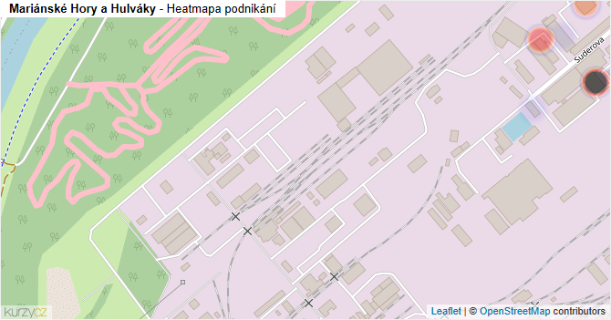 Mariánské Hory a Hulváky - mapa podnikání