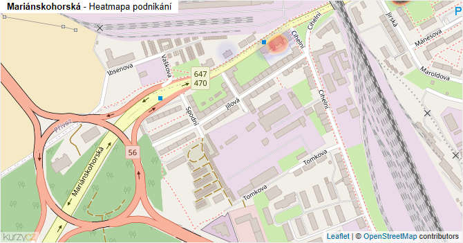 Mariánskohorská - mapa podnikání