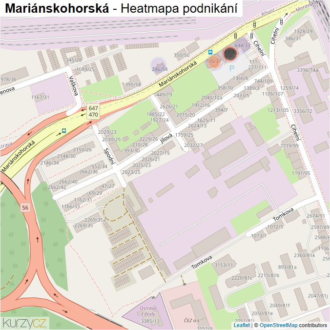 Mapa Mariánskohorská - Firmy v ulici.