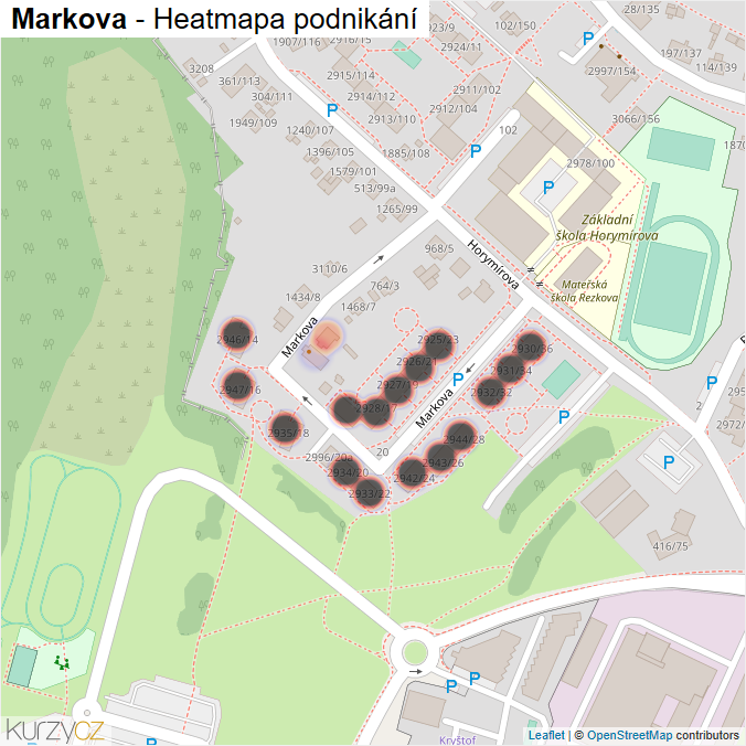 Mapa Markova - Firmy v ulici.