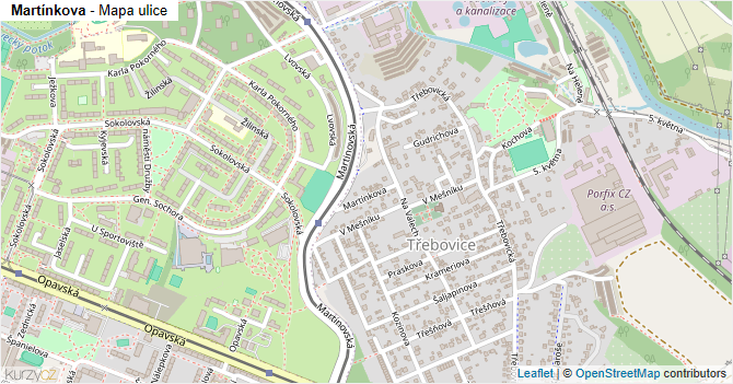 Martínkova - mapa ulice