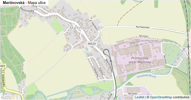 Martinovská - mapa ulice