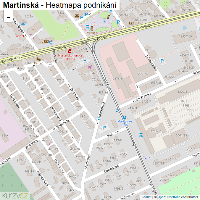 Mapa Martinská - Firmy v ulici.