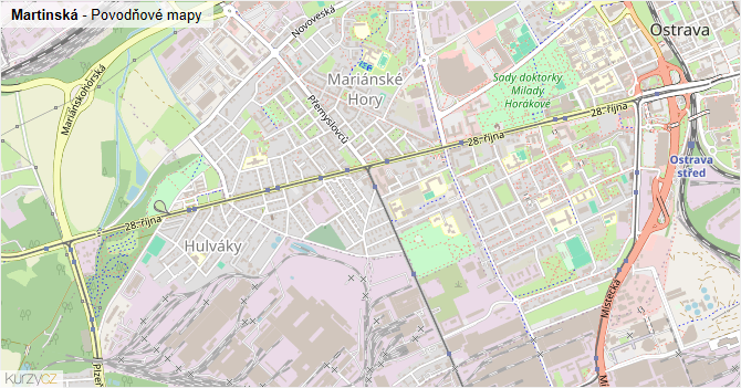 Martinská - záplavové mapy stoleté vody