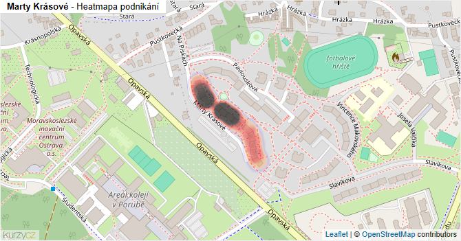 Marty Krásové - mapa podnikání