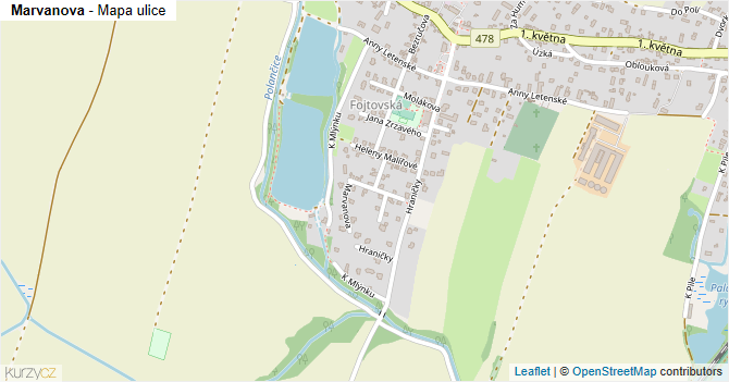 Marvanova - mapa ulice