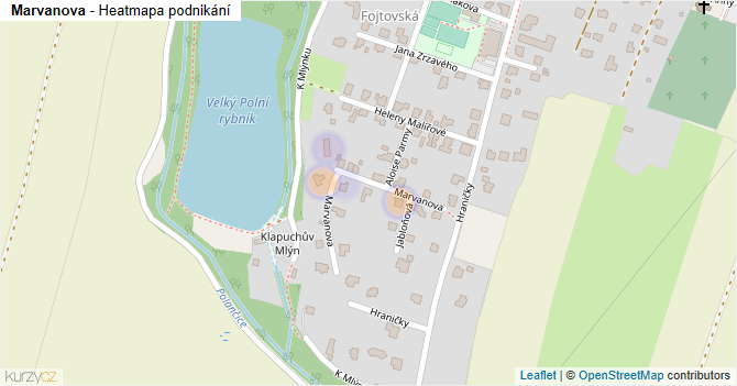 Marvanova - mapa podnikání