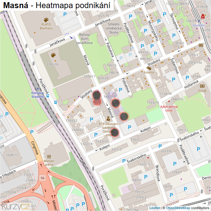 Mapa Masná - Firmy v ulici.