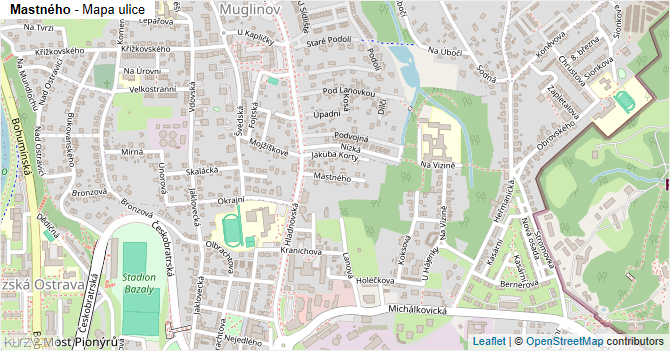 Mastného - mapa ulice