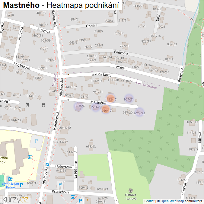 Mapa Mastného - Firmy v ulici.