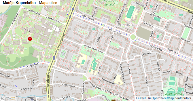 Matěje Kopeckého - mapa ulice
