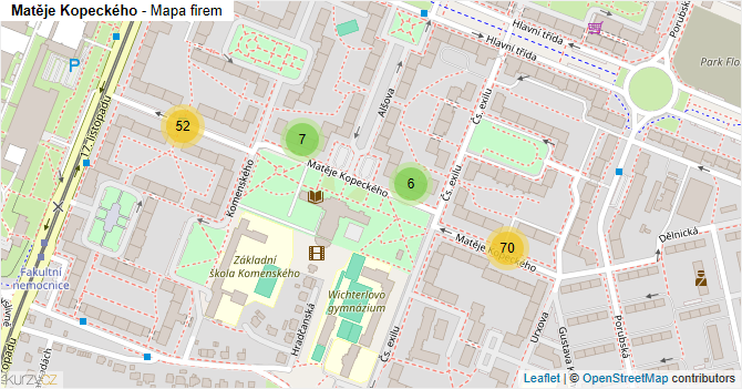 Matěje Kopeckého - mapa firem