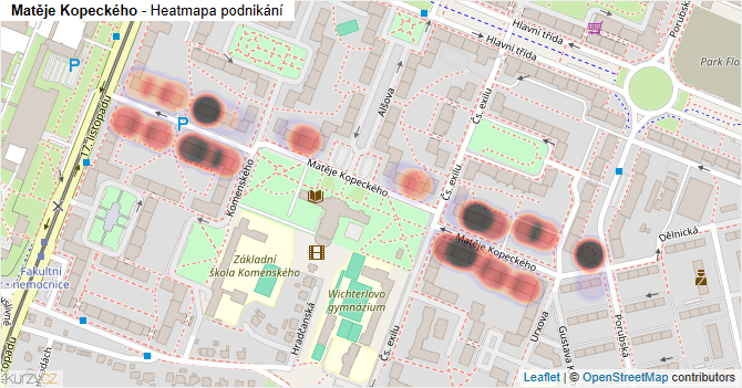 Matěje Kopeckého - mapa podnikání