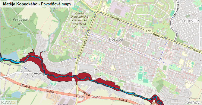 Matěje Kopeckého - záplavové mapy stoleté vody