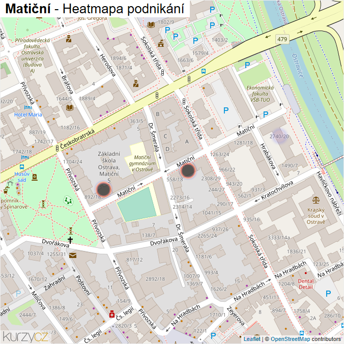 Mapa Matiční - Firmy v ulici.