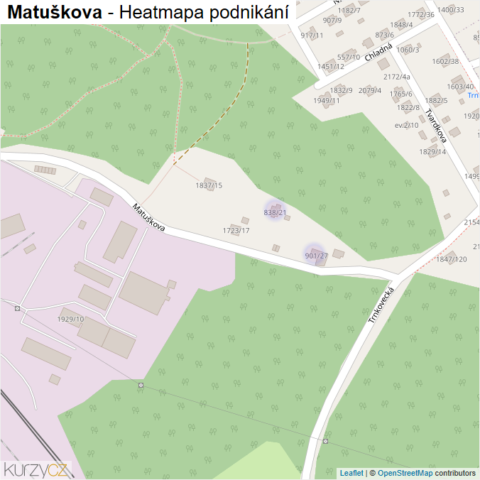 Mapa Matuškova - Firmy v ulici.