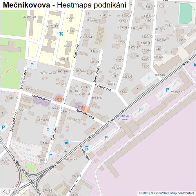 Mapa Mečnikovova - Firmy v ulici.